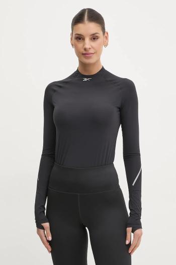 Bežecké tričko s dlhým rukávom Reebok Speed čierna farba, s polorolákom, 100214602