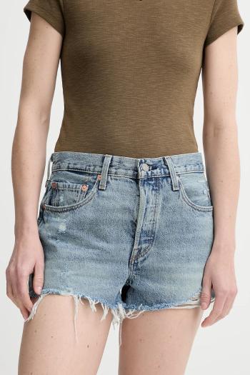 Rifľové krátke nohavice Levi's jednofarebná, vysoký pás