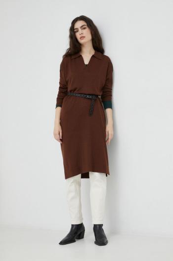 Vlnené šaty G-Star Raw hnedá farba, mini, oversize