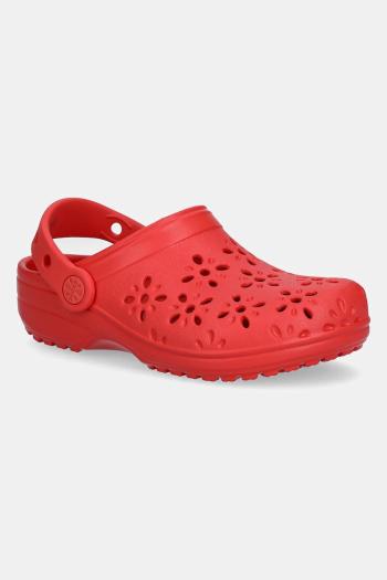 Šľapky Crocs CLASSIC FLORAL CUT OUT CLOG KIDS červená farba, 210943