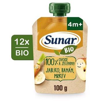 Sunar BIO ovocná kapsička jablko, banán, mrkva 12× 100 g (8592084415983)