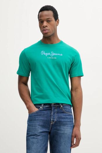 Bavlnené tričko Pepe Jeans Eggo pánske, zelená farba, s potlačou, PM508208