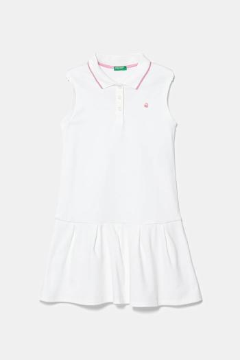 Dievčenské šaty United Colors of Benetton biela farba, mini, áčkový strih, 3F9HCV012