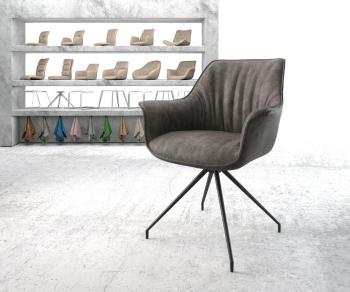 Otočná stolička Keila-Flex s podrúčkami antracitová vintage krížová