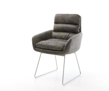 Jedálenská stolička Abelia-Flex s podrúčkami sivá vintage tenká
