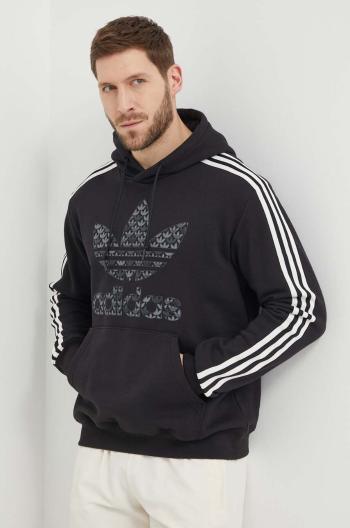 Bavlnená mikina adidas Originals Classic Mono Graphic pánska, čierna farba, s kapucňou, s potlačou, IS2933