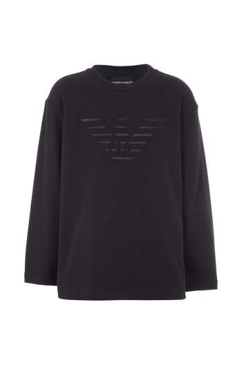 Detská bavlnená košeľa s dlhým rukávom Emporio Armani čierna farba, s nášivkou, 6D4TJC 3J5VZ