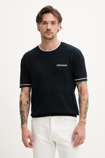 Bavlnené tričko Guess Jeans pánske, tmavomodrá farba, jednofarebné, M5GR17 Z3HM1