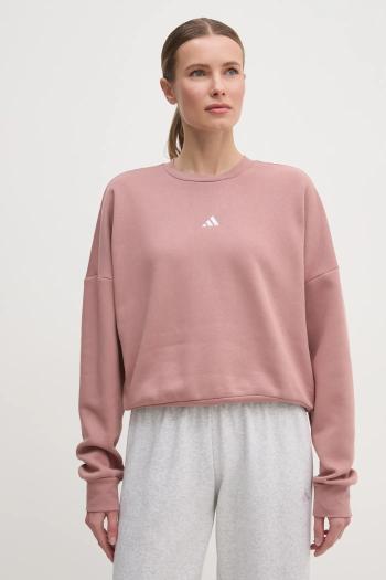 Mikina adidas Essentials dámska, ružová farba, jednofarebná, JI6065