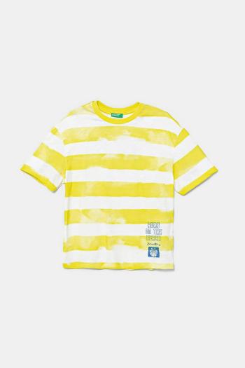 Detské bavlnené tričko United Colors of Benetton zelená farba, vzorované, 3SL3C10P5