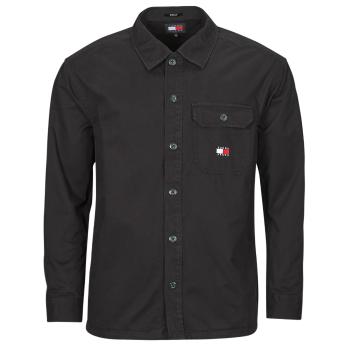 Tommy Jeans  TJM ESSENTIAL SOLIDOVERSHIRT  Košele s dlhým rukávom Čierna