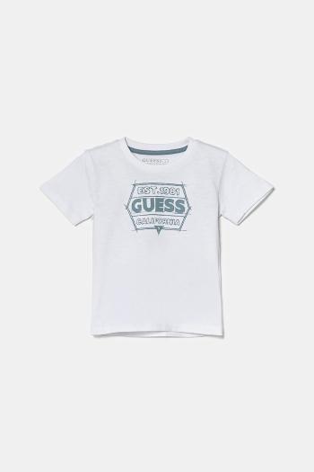 Detské bavlnené tričko Guess biela farba, s potlačou, N5RI25 K8HM4