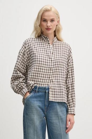 Košeľa Pepe Jeans PRIYA dámska, béžová farba, regular, so stojačikom, PL304933