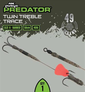 Fox rage predator nadväzec twin treble trace 52 cm 40 lb - veľkosť 8