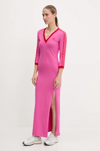 Šaty adidas Originals Maxi Dress V ružová farba, maxi, rovný strih, JY2941