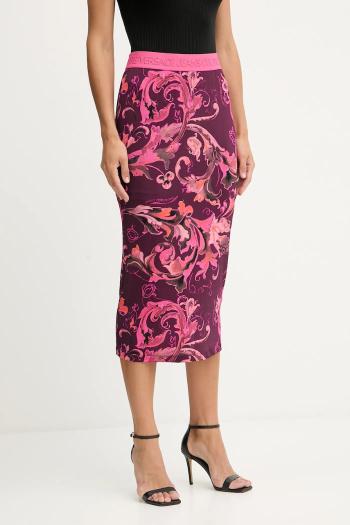 Sukňa Versace Jeans Couture bordová farba, midi, puzdrová, 79HAE806 JS500