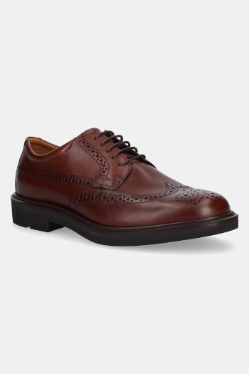 Kožené poltopánky Ecco Metro London Wingtip pánske, hnedá farba, 525614-01053