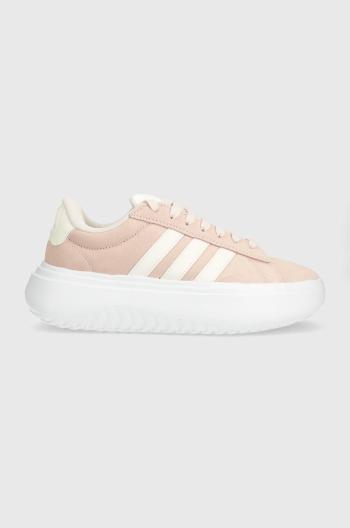 Semišové tenisky adidas GRAND COURT ružová farba, IE1104