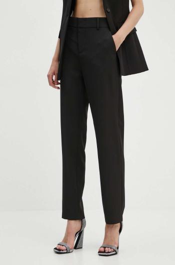Nohavice Moschino Jeans dámske, čierna farba, rovné, vysoký pás, 0332.8227