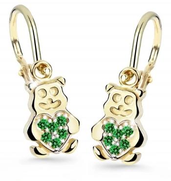 Cutie Jewellery Detské náušnice zo žltého zlata Medvedíky C2751-10-X-1 zelená
