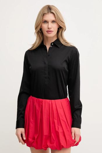 Košeľa Guess TIZIANA dámska, čierna farba, regular, s klasickým golierom, W5RH31 WAF10