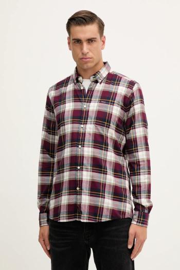 Bavlnená košeľa Barbour CROSSFELL bordová farba, regular, s golierom button-down, MSH4995