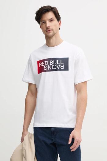 Bavlnené tričko Red Bull Racing x Pepe Jeans OMBRE LOGO TEE pánske, biela farba, s potlačou, RM500019