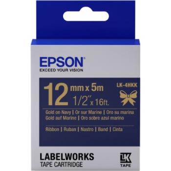 Epson LabelWorks LK-4HKK C53S654002 12mm x 5m, zlatá tlač / modrý podklad, textilná stuha, originálna páska