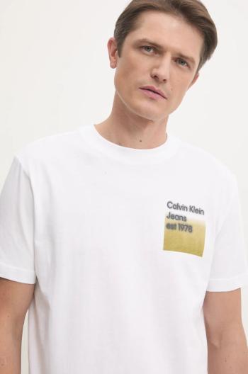 Bavlnené tričko Calvin Klein Jeans pánske, biela farba, s potlačou, J30J327080