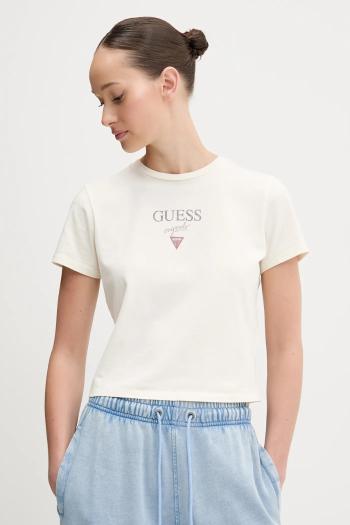 Bavlnené tričko Guess Originals dámske, béžová farba, W5GI56 J1314