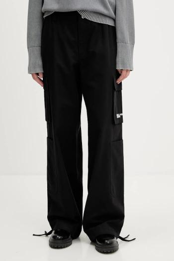 Nohavice Karl Lagerfeld Jeans čierna farba, široké, vysoký pás, A3W10081