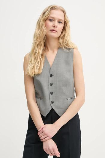 Vesta s prímesou vlny Filippa K šedá farba, jednoradová, 31567