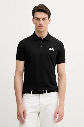 Polo tričko Karl Lagerfeld pánske, čierna farba, s potlačou, 553235.745088