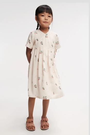 Dievčenské šaty Liewood Cleo Printed Shortsleeve Viscose Dress béžová farba, mini, áčkový strih, LW19802