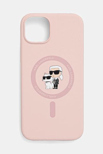 Puzdro na mobil Karl Lagerfeld iPhone 15 Plus ružová farba, KLHMP15MSCMKCRHP