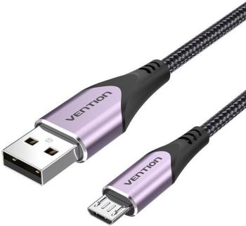 Adatkábel Vention Cotton Braided Micro USB to USB 2.0 Cable Purple 1m Aluminum Alloy Type