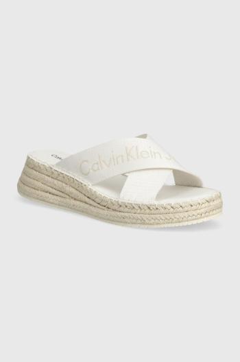 Šľapky Calvin Klein Jeans SPORTY WEDGE ROPE SANDAL MR dámske, biela farba, na kline, YW0YW01364,