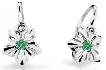 Cutie Jewellery Detské kvietkové náušnice z bieleho zlata C2238-10-X-2 zelená