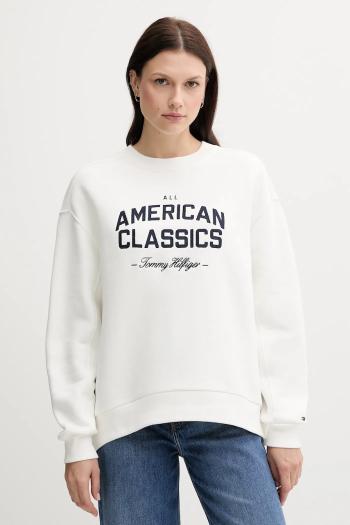 Mikina Tommy Hilfiger biela farba, s nášivkou, WW0WW45752