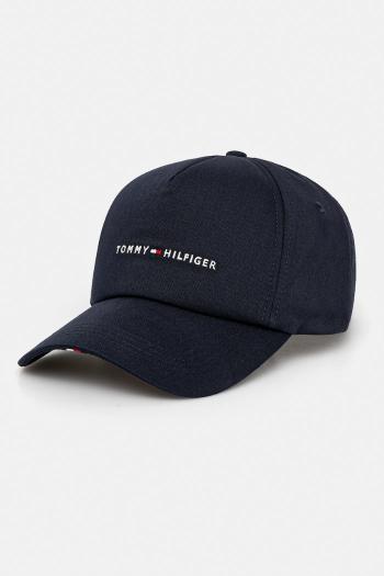 Bavlnená šiltovka Tommy Hilfiger tmavomodrá farba, s nášivkou, AM0AM13162