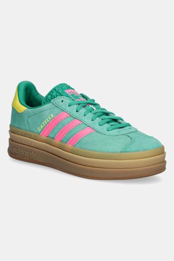 Semišové tenisky adidas Originals Gazelle Bold zelená farba, JH9668