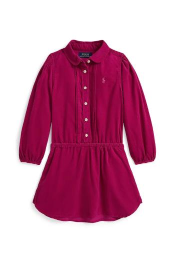 Dievčenské bavlnené šaty Polo Ralph Lauren ružová farba, mini, áčkový strih, 312978257001