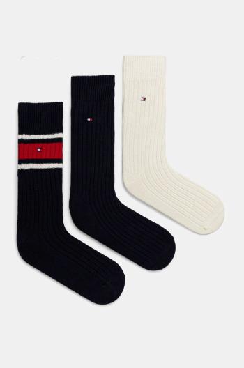 Ponožky Tommy Hilfiger 3-pak pánske, tmavomodrá farba, 101013215