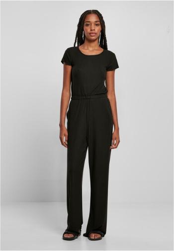 Urban Classics Ladies Rib Wid Leg Jumpsuit black - XS