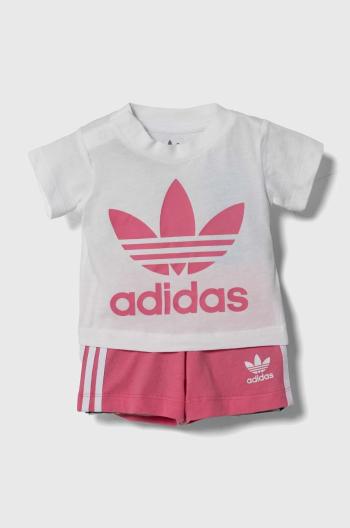 Detská bavlnená súprava adidas Originals ružová farba