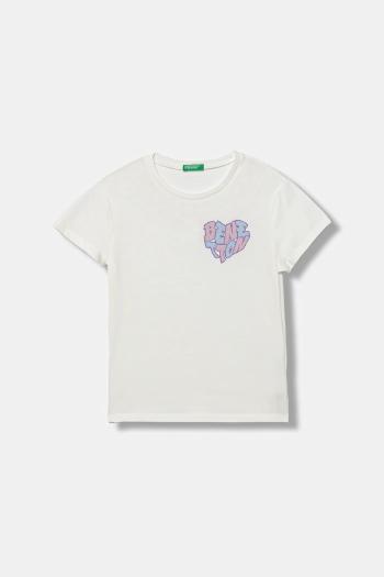 Detské bavlnené tričko United Colors of Benetton biela farba, 3I1XC10Q1