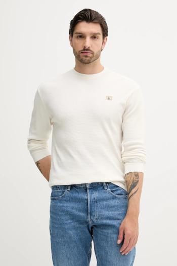 Tričko s dlhým rukávom Calvin Klein Jeans béžová farba, jednofarebné, LV040EM217