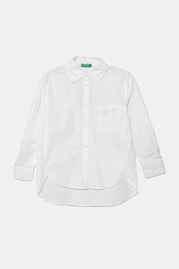 Detská bavlnená košeľa United Colors of Benetton biela farba, 5EW7CQ044