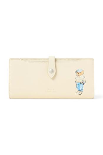 Kožená peňaženka Polo Ralph Lauren dámska, béžová farba, 427967717