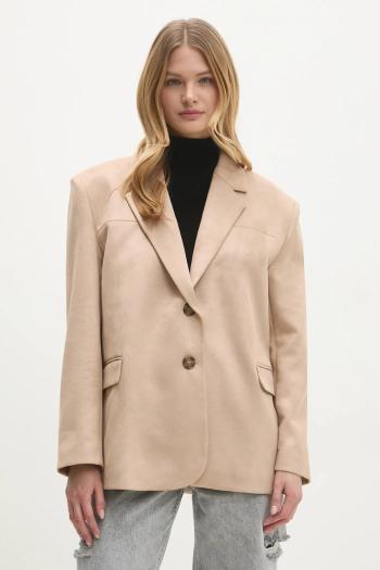 Sako Answear.LAB béžová farba, oversize, jednofarebné
